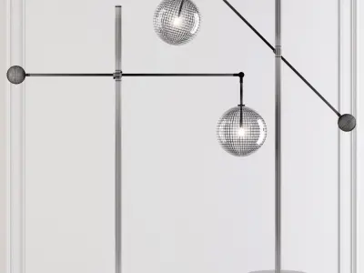 RH Glass Globe Mobile LEVER FLOOR LAMP Black 3D model