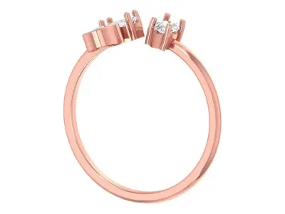 Three Stone Light Weight Band Ring 3D print model shop