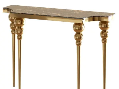 Classical Black Marble Console Table Narrow Entryway Table  3D model