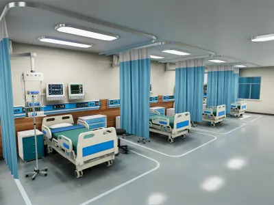 Hospital Wardroom Low-poly 3D model