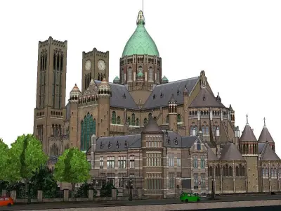 Architecture-Religion-God-Culture-Temple-0241 church with spi... 3D model