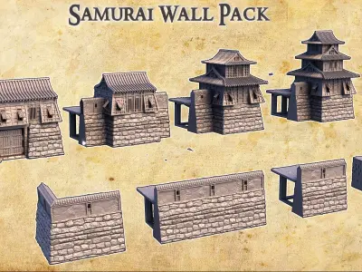 Samurai Wall Set Tabletop Terrain 28MM 3D print model 3D print model