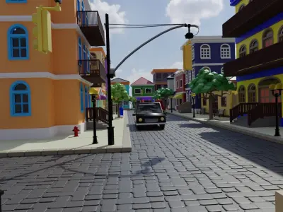 Old Street Low Poly Low-poly 3D model