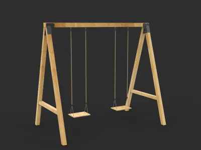 Playground Wooden Swing 3D model purchase
