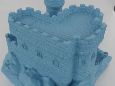 Fort on Cliff Tabletop Terrain 25 mm 3D print model