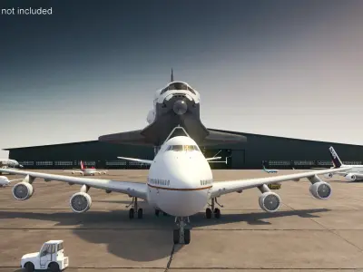  Space Shuttle on Connection Frame and Carrier Aircraft 