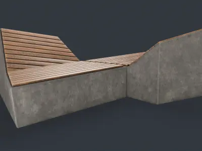 Modern Outdoor Bench 88 PBR Game Ready Low-poly 3D model