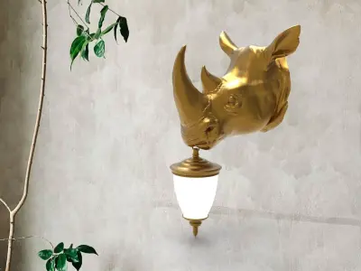 Rhinoceros Wall Lamp 3D print model