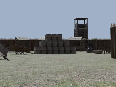 Wood Fortres Free low-poly 3D model