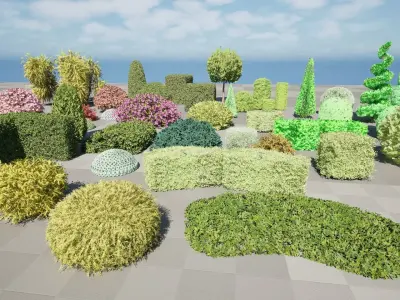 Shaped Bushes 3D Pack 01 3D model