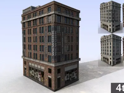 buiding brick building Low-poly 3D model