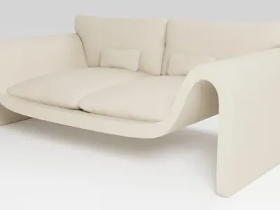 Sofa in a modern minimalist style in beige tones 3D model