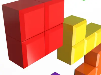 Tetris Bricks Set 02 Low-poly 3D model