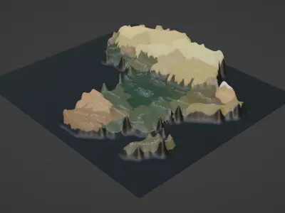 Africa Map Topography  Low-poly 3D model