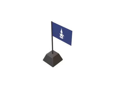 Flag of the Kingdom of Champasak 1713 Low-poly 3D model