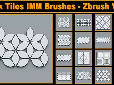 Brick Tiles IMM Brushes - Zbrush Vol 2 Low-poly 3D model