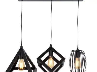 Modern Black Cage Pendant Lights 3D model