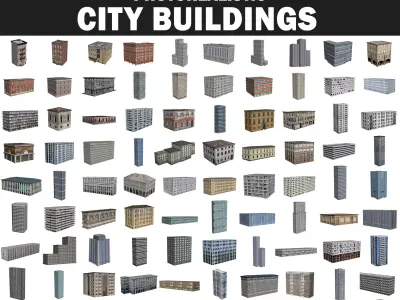 Lowpoly Photorealistic City Buildings Low-poly 3D model