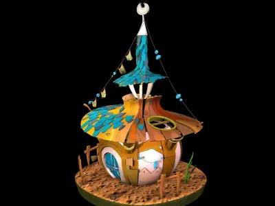 CARTOON HOUSE EXTERIOR BG 01 Low-poly 3D model