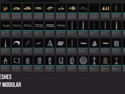 Modular Church - Cathedral Low-poly 3D model