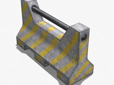 Concrete Barrier PBR 3D model Low-poly 3D model