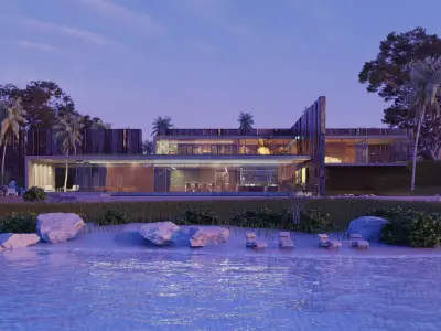 Luxurious Ultra Modern beach villa house with interior vray 3D model