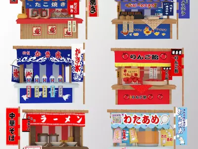 Japan night market Venders 3D model