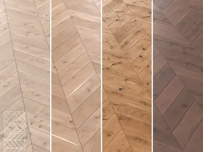 Boen Oak Parquet Flooring - 5 Layouts and 4 Colors -4K 3D model