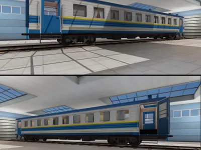 Trains Package Low-poly 3D model
