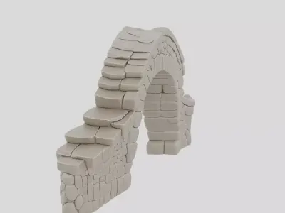Ancient Fantasy Stone Bridge Section for 3D print 3D model