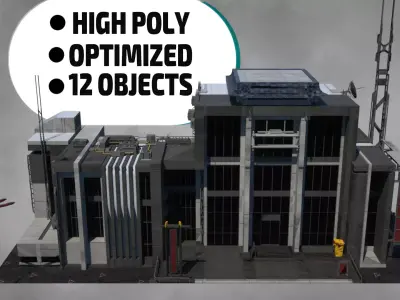 REALISTIC BUILDING  NEW SHANGHAI  HIGH POLY 3D model
