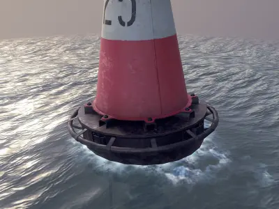 Buoy River RB-6-01 Right Turn Mark Low-poly 3D model
