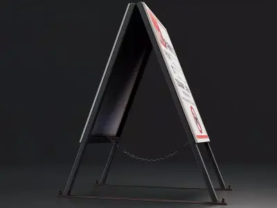 No Parking A-Frame Sign 3D Model Low-poly 3D model
