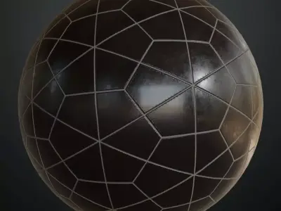 Modern Black Irregular Polygonal Stone Tiles PBR Seamless Texture