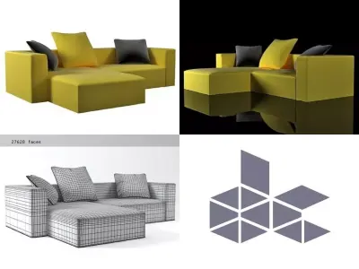 Zelig sofa with cushions 3D model