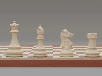 Chess pieces with rigged and posed figurines Low-poly 3D model