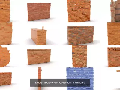 Medieval Clay Walls Collection 3D Model Pack