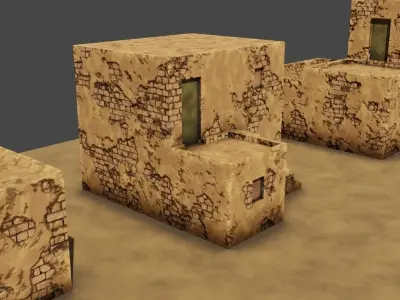 Desert Village Houses Low-poly 3D model