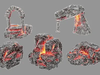 Lava Rock Set Low-poly 3D model