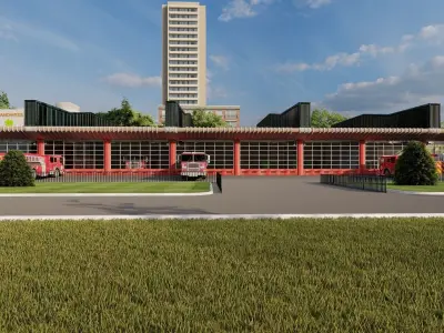 FireStation Building 01 Low-poly 3D model