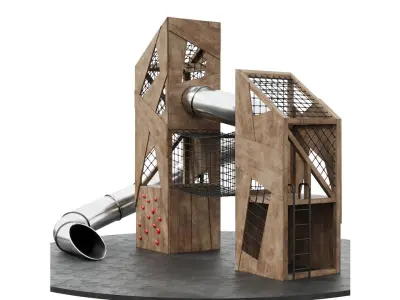 Playground with two towers 3D model