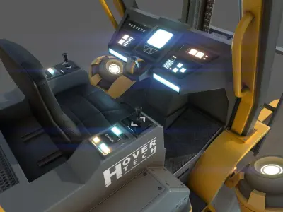 Scifi HoverForklift Low-poly 3D model