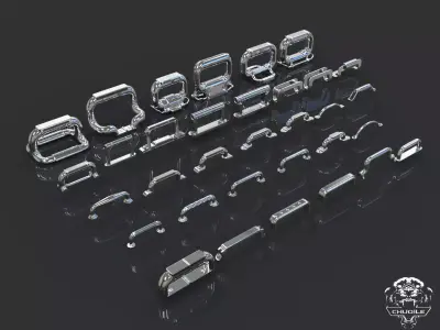Handles pack Low-poly 3D model