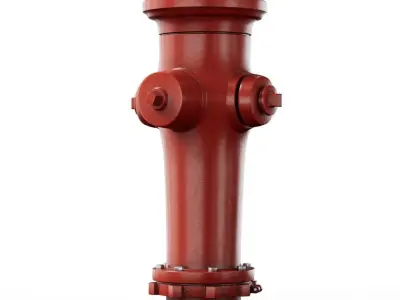 Fire Hydrant red Low-poly 3D model