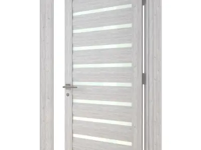 Door-085 wooden door with glass panel 3D model