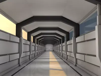 Sci Fi Corridor Low-poly 3D model 13