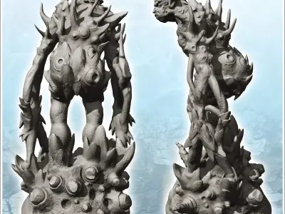Evil demon with rocky and thorny skin 6 - Medieval Fantasy Magic 3D print model