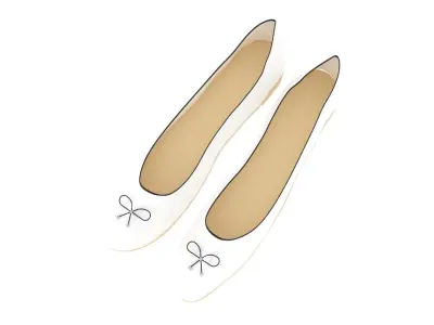 White Ballet Flat Shoes 3D model