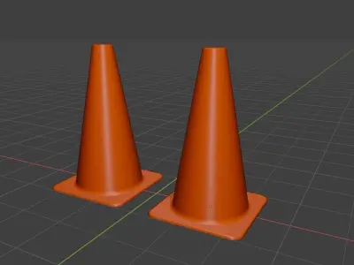 Clean and Dirty Caution Traffic Cones  Low-poly 3D model