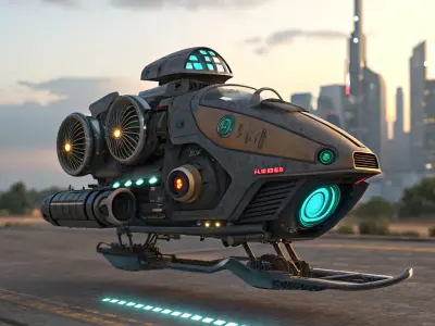 Futuristic Sci-Fi Hoverbike  High-Detail 3D Model Low-poly 3D model